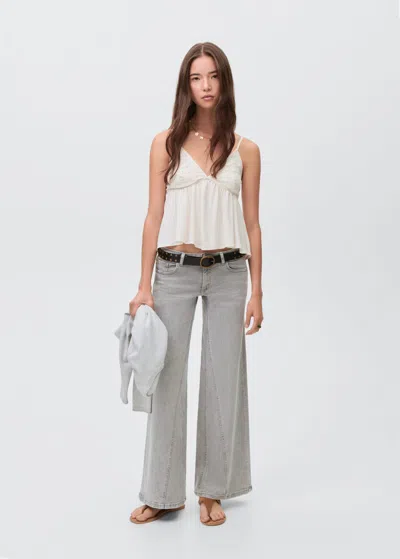Mango Teen Wideleg Jeans With Seam Detail Denim Grey