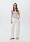 Mango Teen Wideleg Jeans With Turned-up Hem Off White