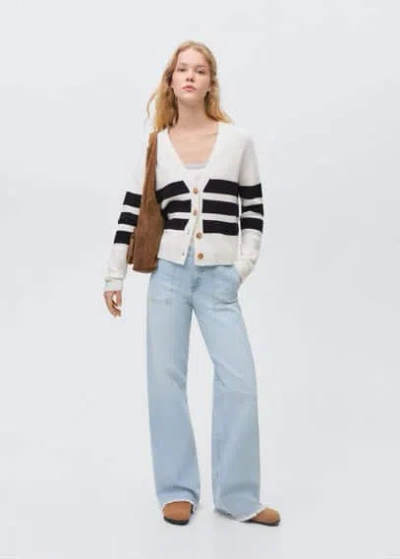Mango Teen Wideleg Low Frayed Hem Jeans Light Blue