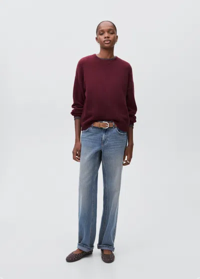 Mango Teen Wool-blend Knit Sweater Burgundy