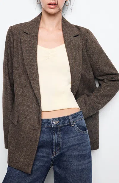 Mango Teen Wool Blend Oversize Blazer In Brown