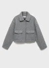 Mango Teen Wool Jacket With Lapel Pockets Grey In Gray