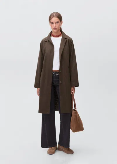 Mango Teen Worn-effect Trench Coat Brown