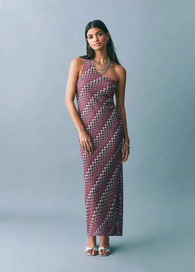 Mango Teen Zig-zag Print Dress Red