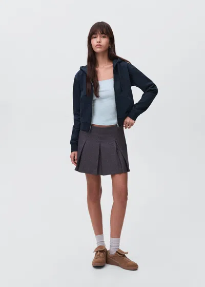 Mango Teen Zipped Hoodie Dark Navy In Blue