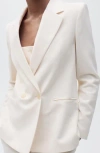 Mango Tempo Double Breasted Blazer In White