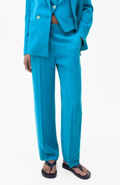 Mango Tempo Straight Leg Pants In Blue