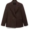 Mango Cris Capsule Wool Mix Short Tailored Blazer In Brown
