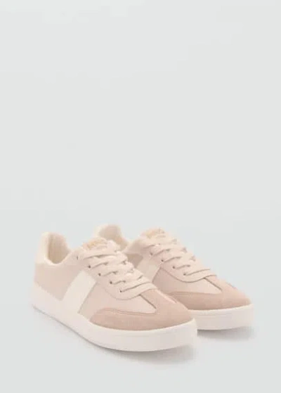 Mango Kids' Lace-up Mixed Sneakers Pastel Pink In Rose Pastel