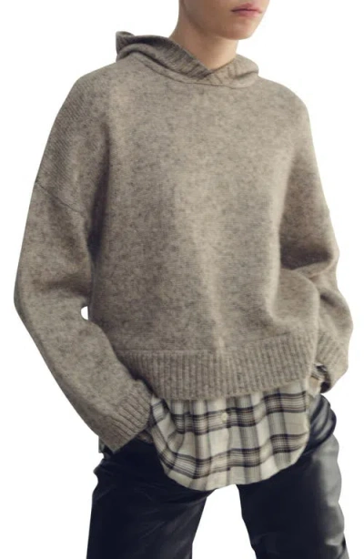 Mango Teria Hooded Shirt Sweater In Green