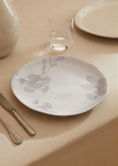 Mango Terracotta Flat Plate With Flower Design Blue