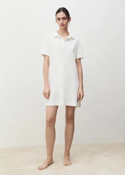 Mango Chemise De Nuit Coton Éponge Blanc - Femme - L -