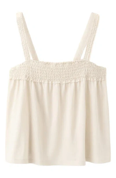 Mango Terry Cotton Smocked Top In Neutral