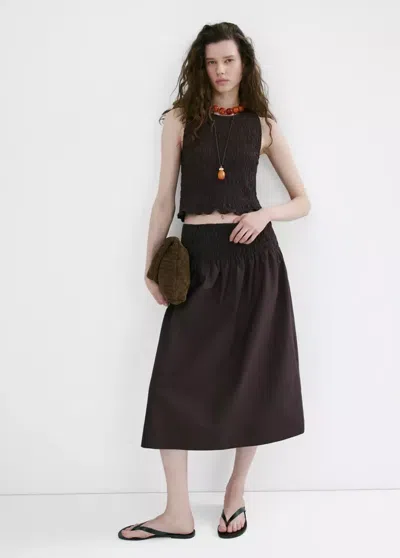 Mango Terry Cotton Top In Brown