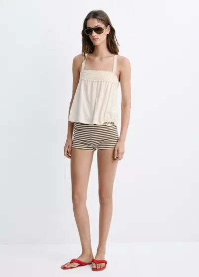 Mango Terry Cotton Top In Ecru