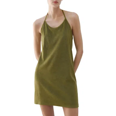 Mango Terry Halter Nightgown In Green