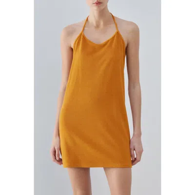 Mango Terry Halter Nightgown In Yellow