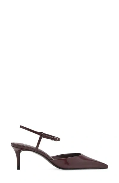 Mango Tesy Ankle Strap Pointed Toe Pump In Burgundy