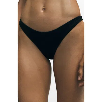 Mango Texture Bikini Bottoms In Black