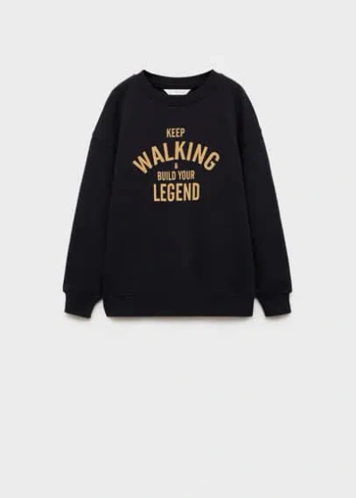 Mango Kids' Texture Detail Print Sweatshirt Black