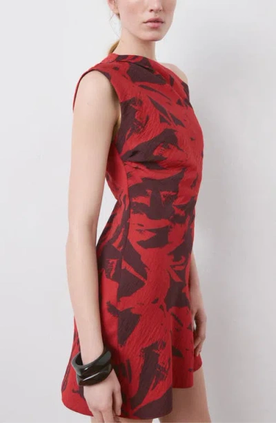Mango Texture One-shoulder Minidress In Multi