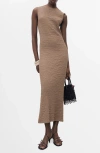 Mango Texture Sleeveless Maxi Dress In Brown