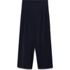 Mango Textured Ankle Wide Leg Pants In Navy