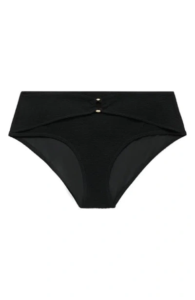 Mango Textured Bikini Bottoms In Black