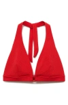 Mango Decorative Ring Textured Bikini Top Red