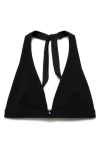 Mango Decorative Ring Textured Bikini Top Black