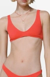 Mango Textured Bikini Top In Red