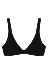 Mango Textured Bikini Top In Black