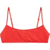 Mango Textured Bikini Top In Bright Red