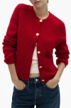 Mango Textured Cardigan In Red