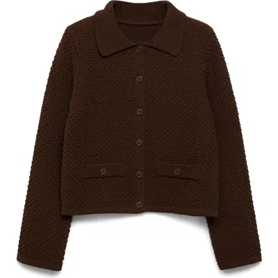 Mango Textured Cardigan In Brown