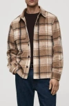 Mango Textured Check Flannel Overshirt In Brown