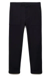 Mango Textured Classic Fit Pants In Dark Navy