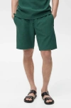 Mango Textured Cotton Bermuda Shorts In Green