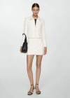 MANGO TEXTURED COTTON-BLEND JACKET ECRU