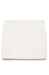 Mango Textured Cotton Blend Miniskirt In Ecru