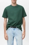 Mango Textured Cotton Blend T-shirt In Green
