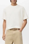 Mango Textured Cotton Blend T-shirt In Neutral