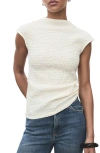 Mango Textured Cotton Blend Top In Animal Print
