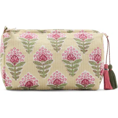 Mango Textured Cotton Cosmetics Bag In Green