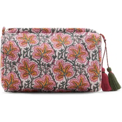 Mango Textured Cotton Cosmetics Bag In Pink