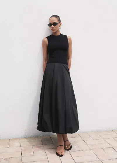 Mango Textured Crepe Top Black