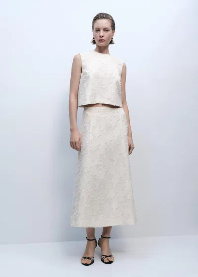 Mango Textured Crop Top Off White