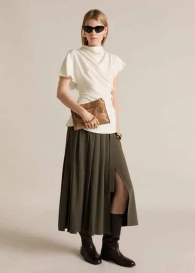 Mango Textured Draped Blouse Ecru