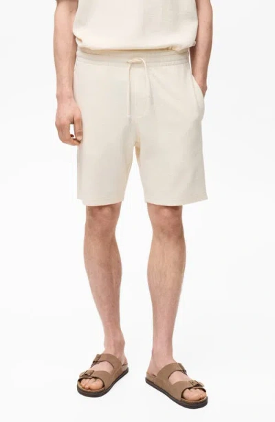 Mango Textured Drawstring Shorts In White