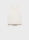 Mango Textured Embroidered T-shirt Off White